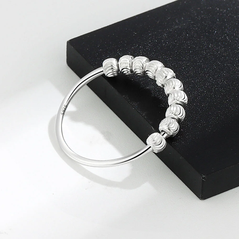 Amazon Hot Sale 925 Sterling Silver Anxiety Spinning Bead Rings  Stackable Rings for Women Gift Jewelry