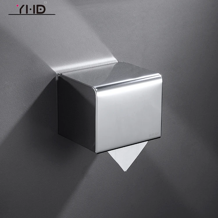 Washroom Waterproof Wall Mounted Stainless Steel Black Matte Toilet Paper Holder and Phone