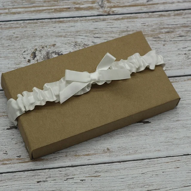 Cheap Very Simple White Satin Ribbon Elastic Wedding Garter Belt Bridal Leg garter Belt Handmade