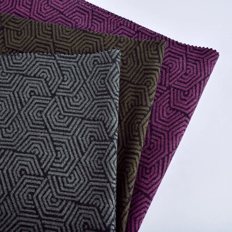 Customize Classic hexagon dyed 100% Polyester 280gsm Knitted Jacquard Brocade Fabric for jacket with good price