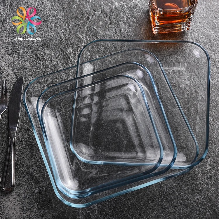 Large Size Rectangle Glass Baking Pan Square plate glass set