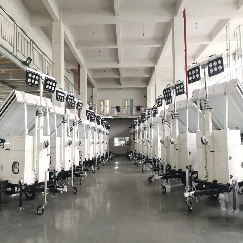 Mobile Customized CCTV solar security camera  surveillance trailer with telescopic pole