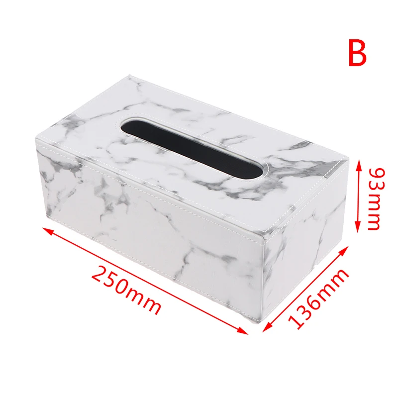 Modern Marble Rectangle Faux Leather Tissue Box Napkin Toilet Paper Holder Case Dispenser Home Decoration
