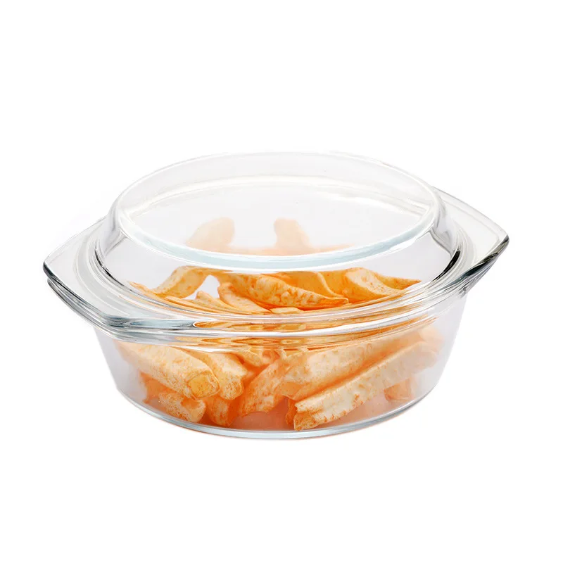 New Design Heat Resistant Glass Can Serving Meals Crystal Pot With Glass Lid