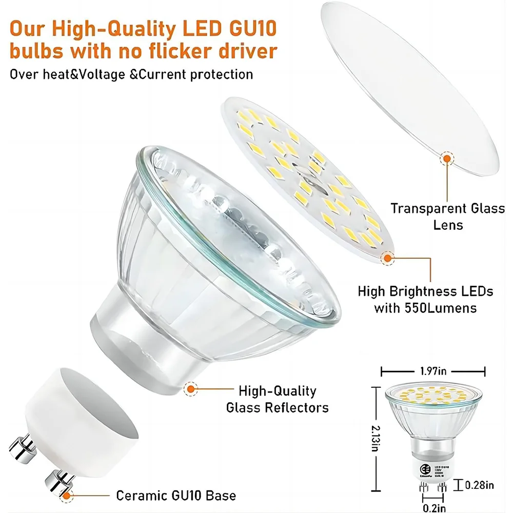 Led Bulb/led Spot Light /led Lamp Smd Cup Gu10 21leds Glass Cover Spotlight