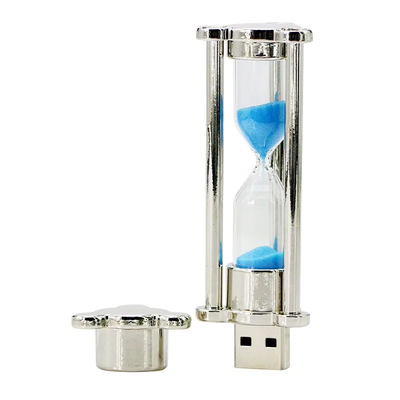Crystal metal sand clock usb flash drive 2.0 8gb 16gb memory stick 32gb 64gb sand glass usb flash drives bulk cheap
