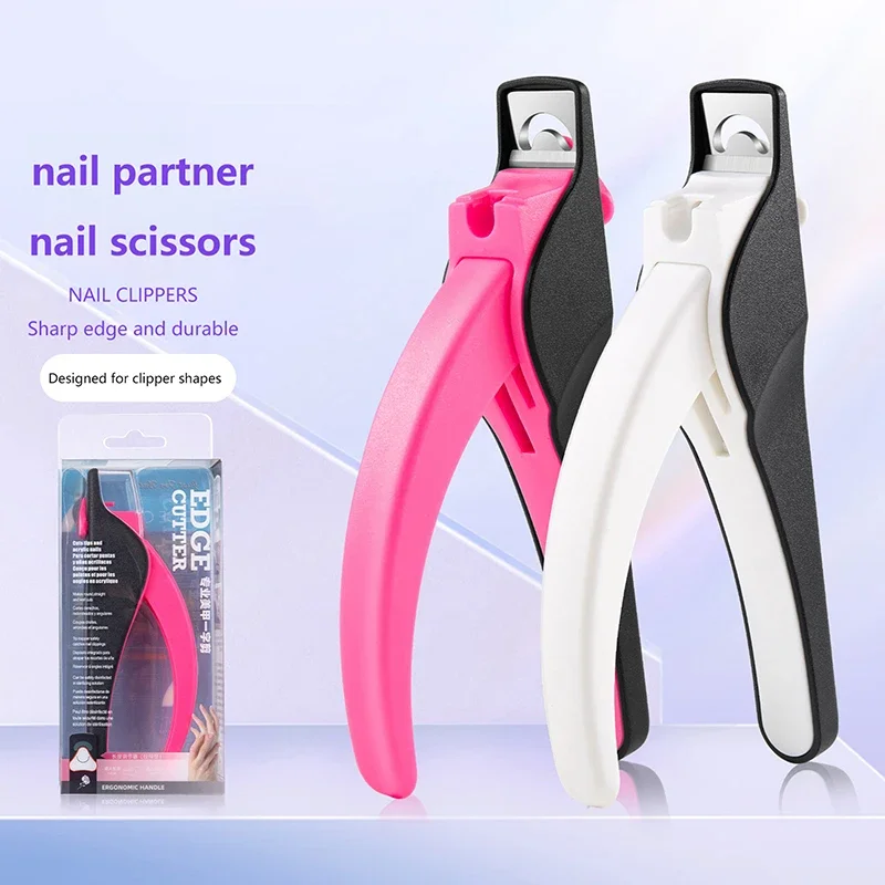 U Type Acrylic Fake Nail Edge Trimmer Stainless Steel Nail Manicure Tools Nail Clipper Tips Cutter With File