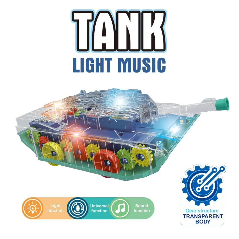 Good selling Transparency Colorful Music And Lighting Electric Universal Tank Car Toy for kids