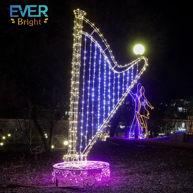 3D Christmas Motif LED Lighting Lamp PVC Musical Instrument Shape Landscape Decoration for Weddings and Halloween Parties