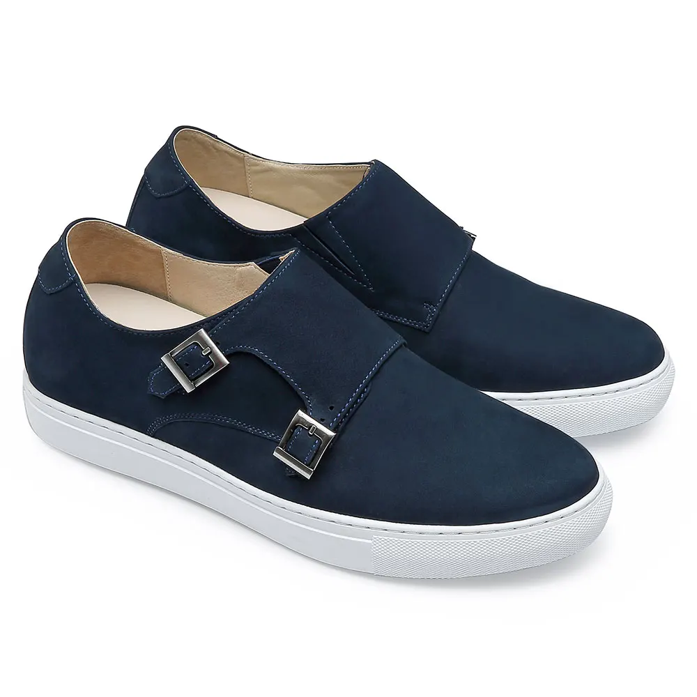 Wholesale elevator double monk strap casual shoes walking style slip on shoes men