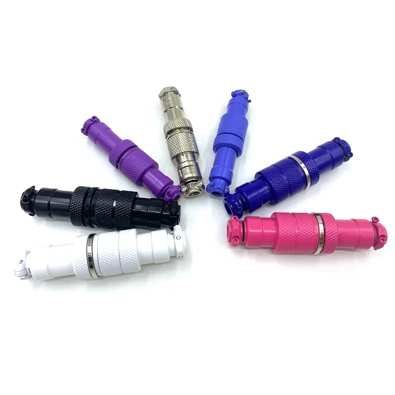 DIY Color-Coated Detachable Cable Aviation Shiny Red Aviator Color GX12 GX16 Red 4Pin 5Pin Connector Custom GX16