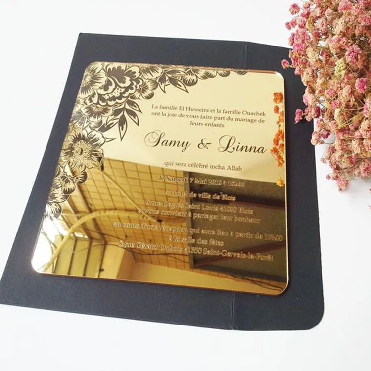 2023 Customized Luxury Acrylic Wedding Invitation Card with Letter Press