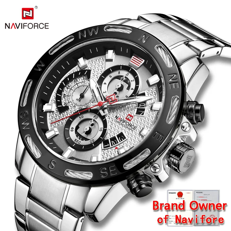 Brand Waterproof Sport Wristwatch Chronograph wristwatch Stainless Steel montre homme NAVIFORCE watch 9165
