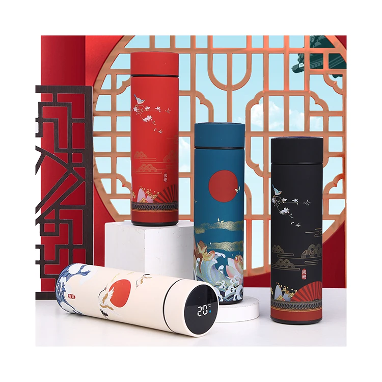 Oem Chinese Culture Spray Paint 500Ml Stainless Steel Vacuum Flask Thermo Bottle Water Flask Cup