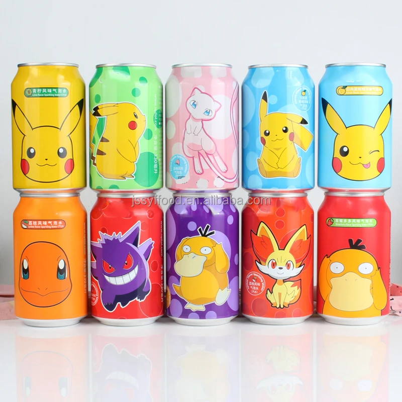 Оптовая продажа, японский популярный мультфильм, газированная вода, индивидуальный дизайн, консервированные газированные безалкогольные напитки