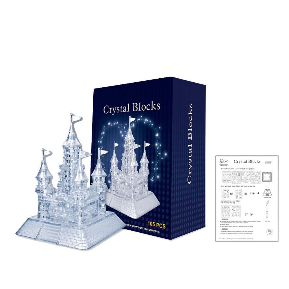 Best birthday gift 3D crystal castle plastic puzzle toy for girlfriend