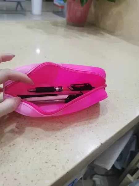 Wholesale Colorful Pen Pouch Candy Rainbow Soft Cosmetic Zipper Bag Make Up China Cheap Silicone Rubber Pencil Case