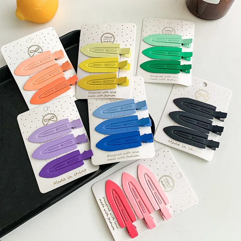 YT 3Pcs/Set For Makeup Wash Face Candy Colorful Hair Clip Pins Band Seamless No Bend Resin Salon Hair Clips Set for Women