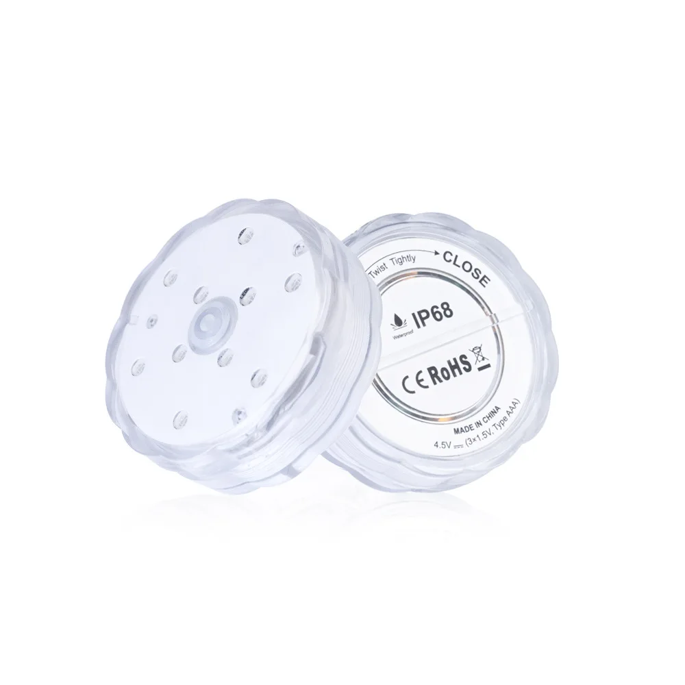 Battery Operated IP68 Waterproof Push Button Control RGB Color LED Submersible Light for Christmas Decoration