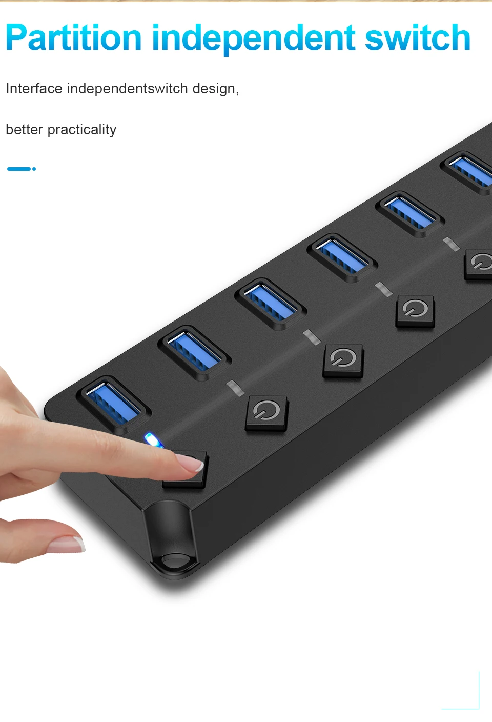USB Hub 3.0 High Speed 4 / 7 Port USB 3.0 Hub Splitter with On/Off Switch