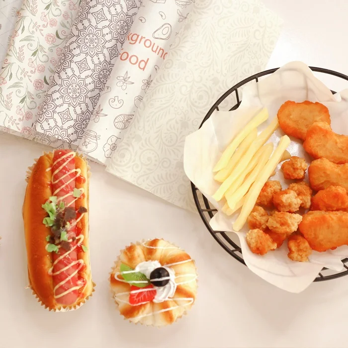 Fast food colored wax paper candy wrapper burger paper packaging for food