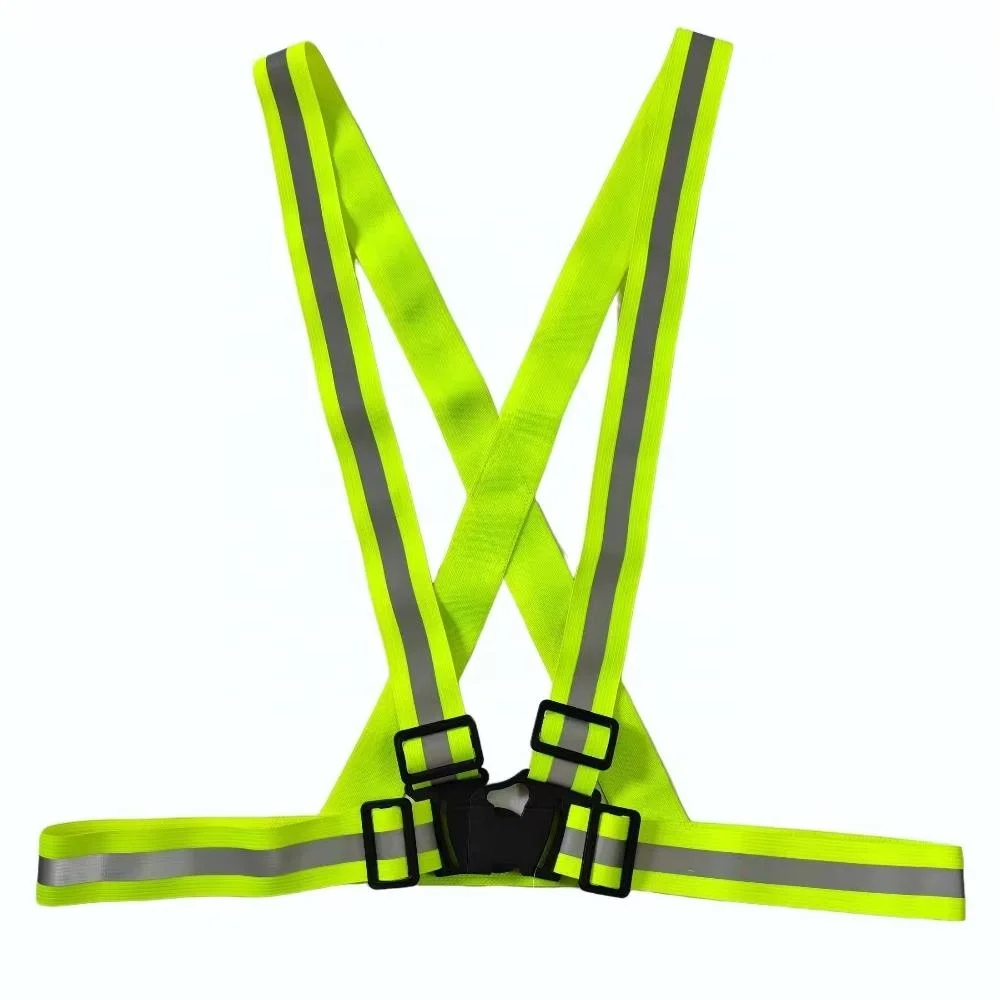 Fluorescent Yellow Color Reflective Elastic Strap Safety Vest Belt for Outside Running
