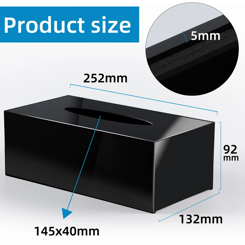 Acrylic Tissue Box Cover Clear Tissue Holder Napkin Dispenser for Home Office Restaurant