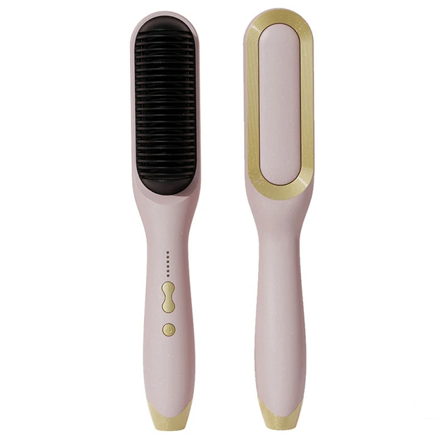 Wholesale Customization Salon Hair Dryer Comb Hot Air Hair Straightener Brush Electric Ceramic Pink 3 Styles Hair Technology