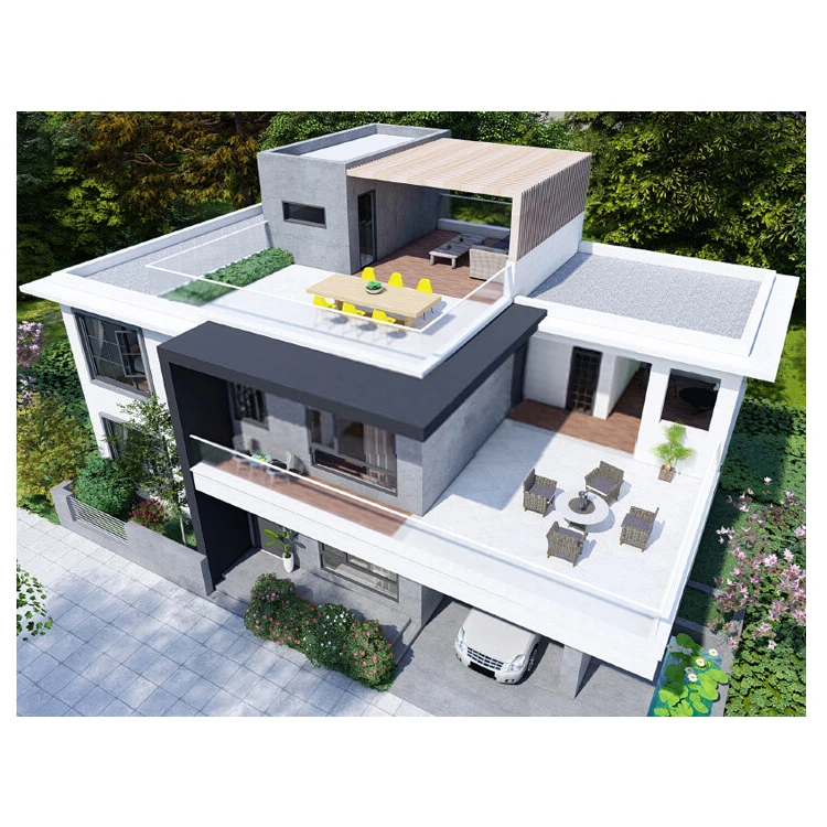 Modern modular light steel structure pre fabricated houses villas fabricated houses villas