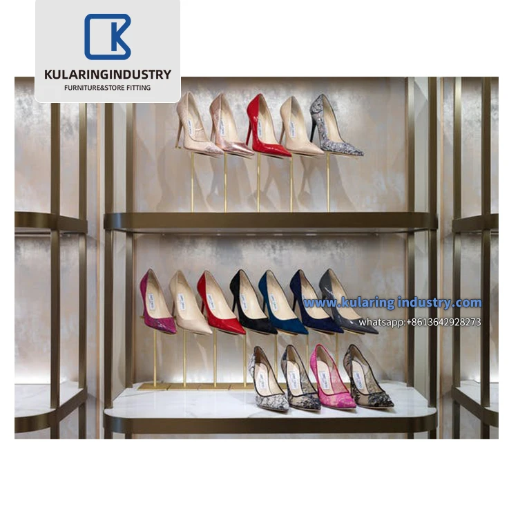 Showroom Counter Fancy Store Names Wooden Footwear Furniture Showcase Wall Display Ideas Shoes shop interior design