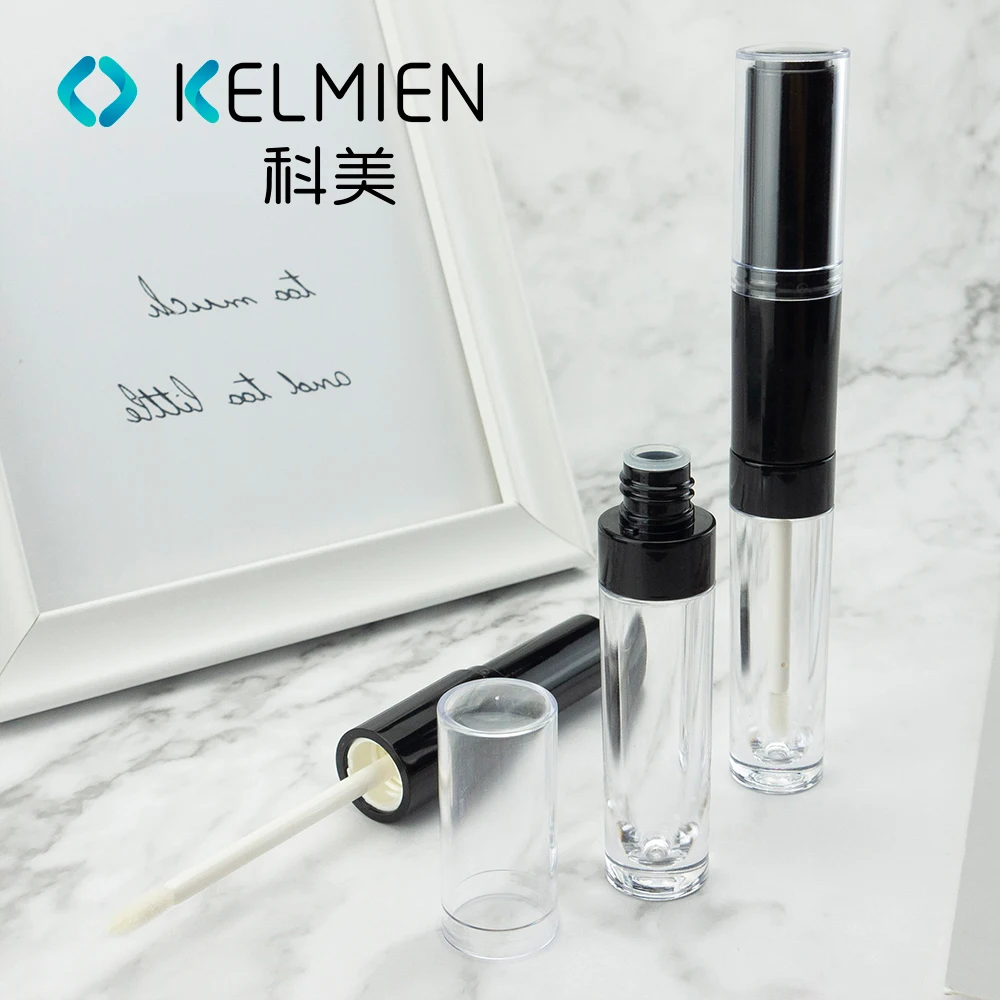 KELMIEN abs plastic double end transparent lip gloss tube lip gloss packaging refillable liquid lipstick tube lip balm container