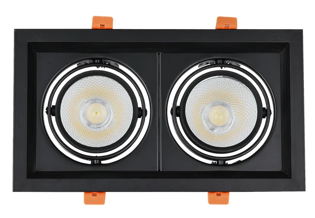 
AR90 LED Grille Lights Double Heads 20W LED Recessed Mounted Grille Spot Light COB LED Beans Gall Lights 