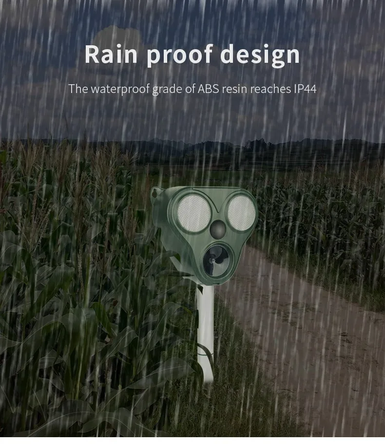 Farm Solar Ultrasonic Repellent Deterrent Animal Repeller animal bird Bird Dog Cat Deer Raccoon Flash Light repel tool machine