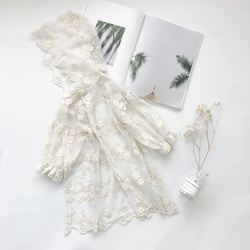 2021 Summer Children Girl Beige Lace Long Sleeve Cardigan Jacket 2-9T