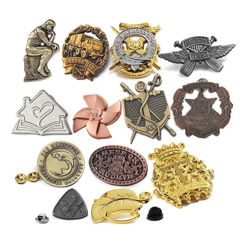 Hot Badge Pin Manufacturer Custom Pins Metal Logo 2d 3D Die Stamping Gold Silver Copper Plated Brooch Pins for Hats or Clothes
