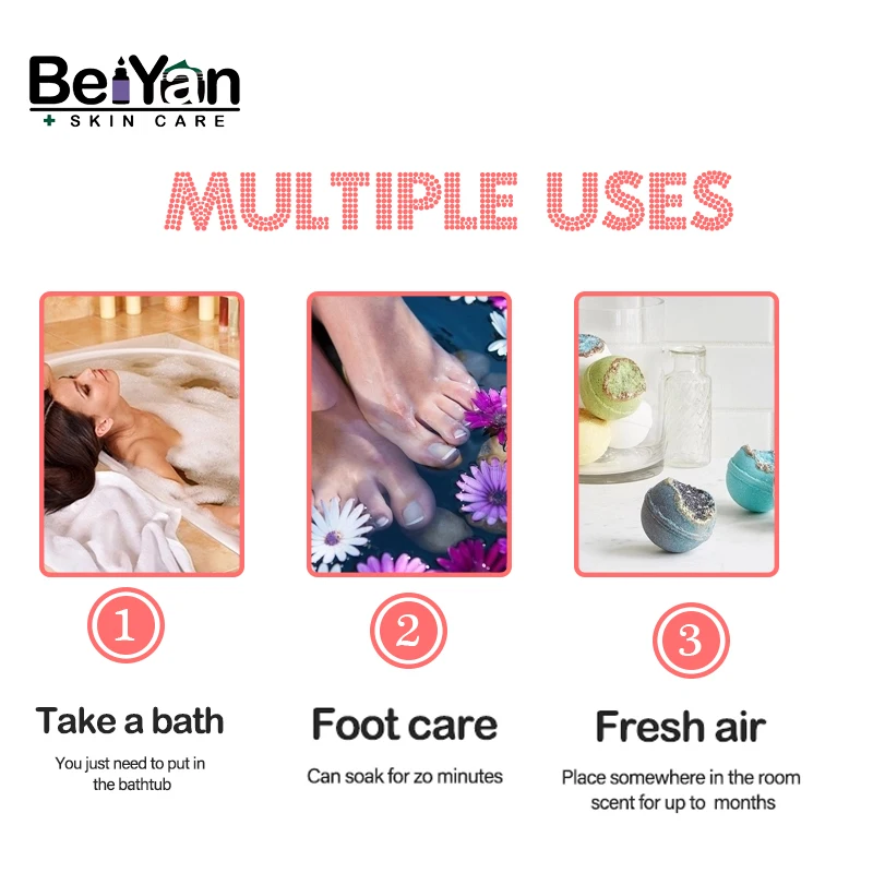 Private Label Natural Rich Bubble Bath Bombs Set 9x100g with Starfish for Softening Cutin Smooth and Tender Skin