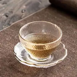 Exquisite handmade creative glass cup mat, high temperature resistant and heat insulation cup mat, Simple Japanese gold tea set