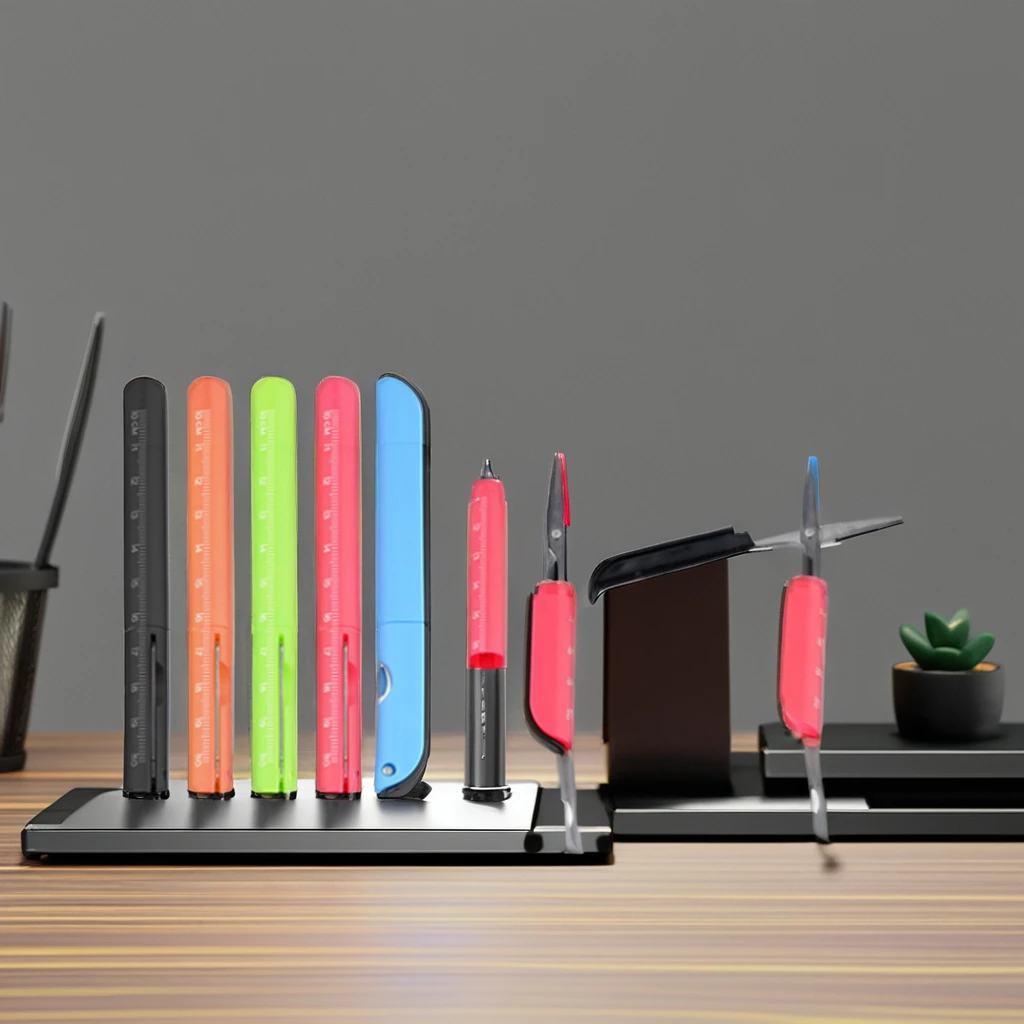 Wholesale 4 in 1 Multi Function Ball Point Pen Custom Logo Ruler Scissor Knife Pen