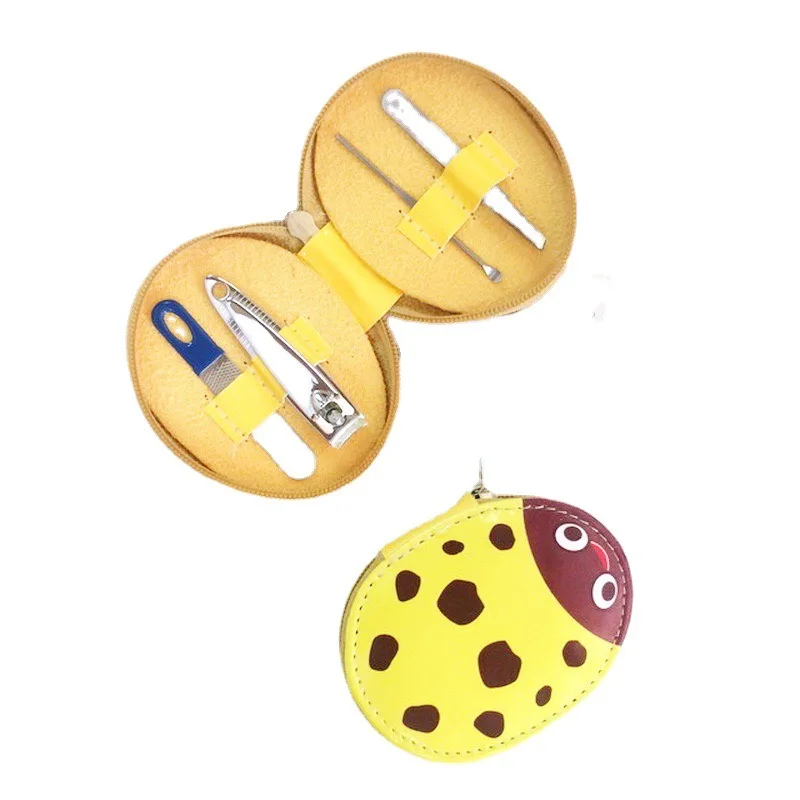 Private Label Professional 4pcs Nail Manicure Pedicure set in beatle shape zipper pouch