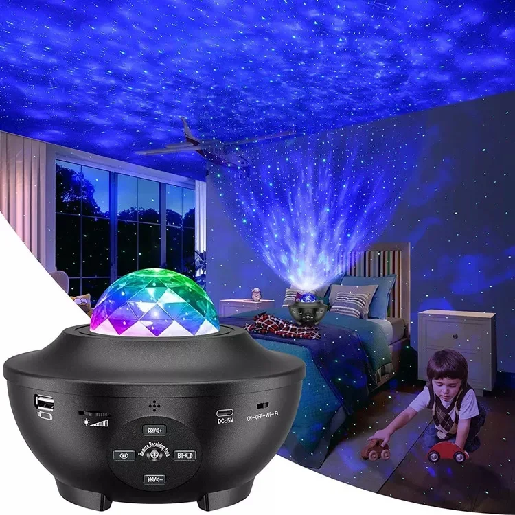 Amazon Hot Sale Remote Control USB 3 in 1 Bedroom Star Projector LED Ambient Night Light with Bt Music Speaker