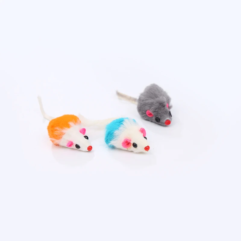 Real rabbit fur colorful mouse cat toy pet supplies wholesale in stock fast delivery