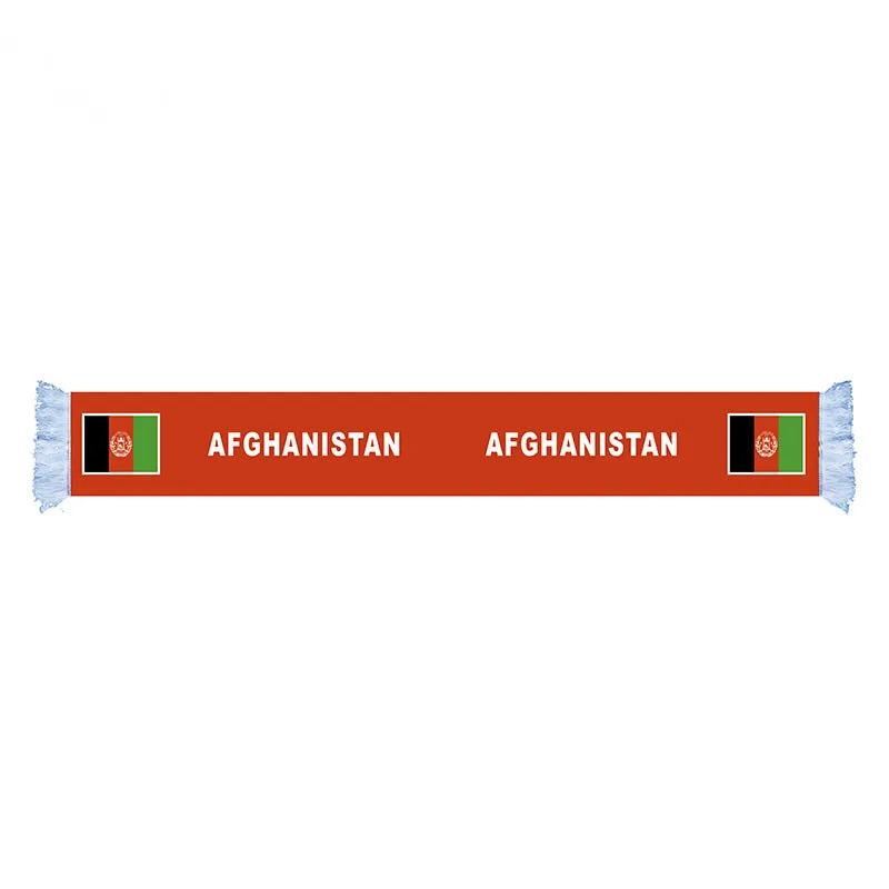 100% Acrylic Knitted Scarf Jacquard AFGHANISTAN National Flag Acrylic Scarf Football Scarf