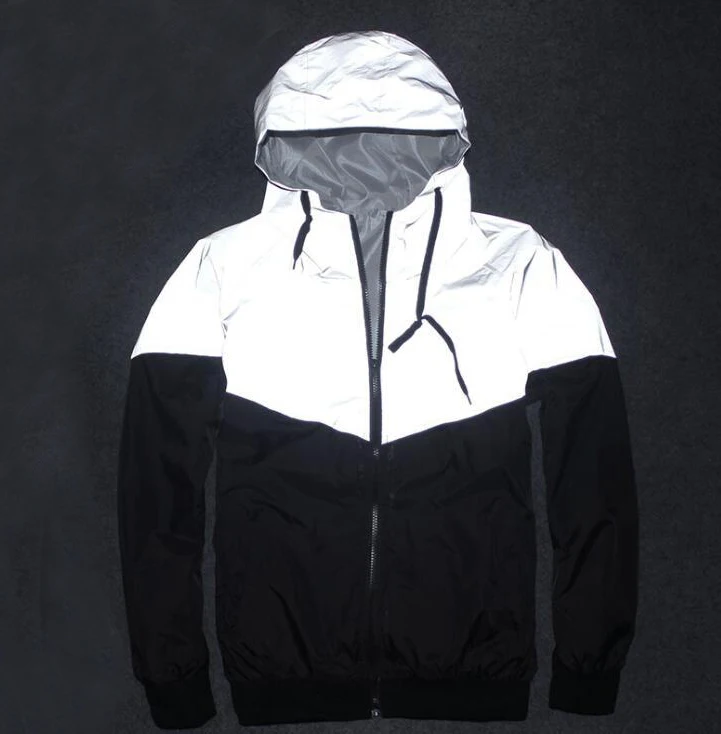 Vintage Outdoor Workout 100% Polyester Zip Up Men Reflective Windbreaker Jackets For Men
