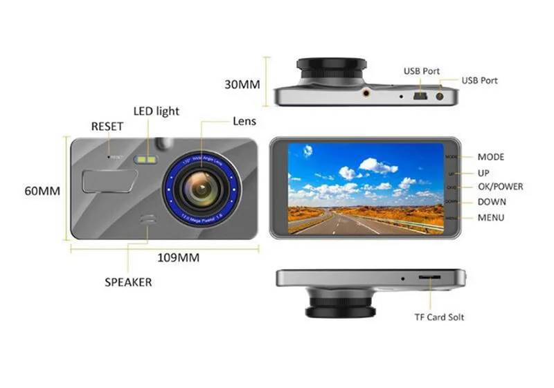 2020 new arrival GT700 dash camera LCD screen 4 inch TFT HD night vision 1080P Video recorder