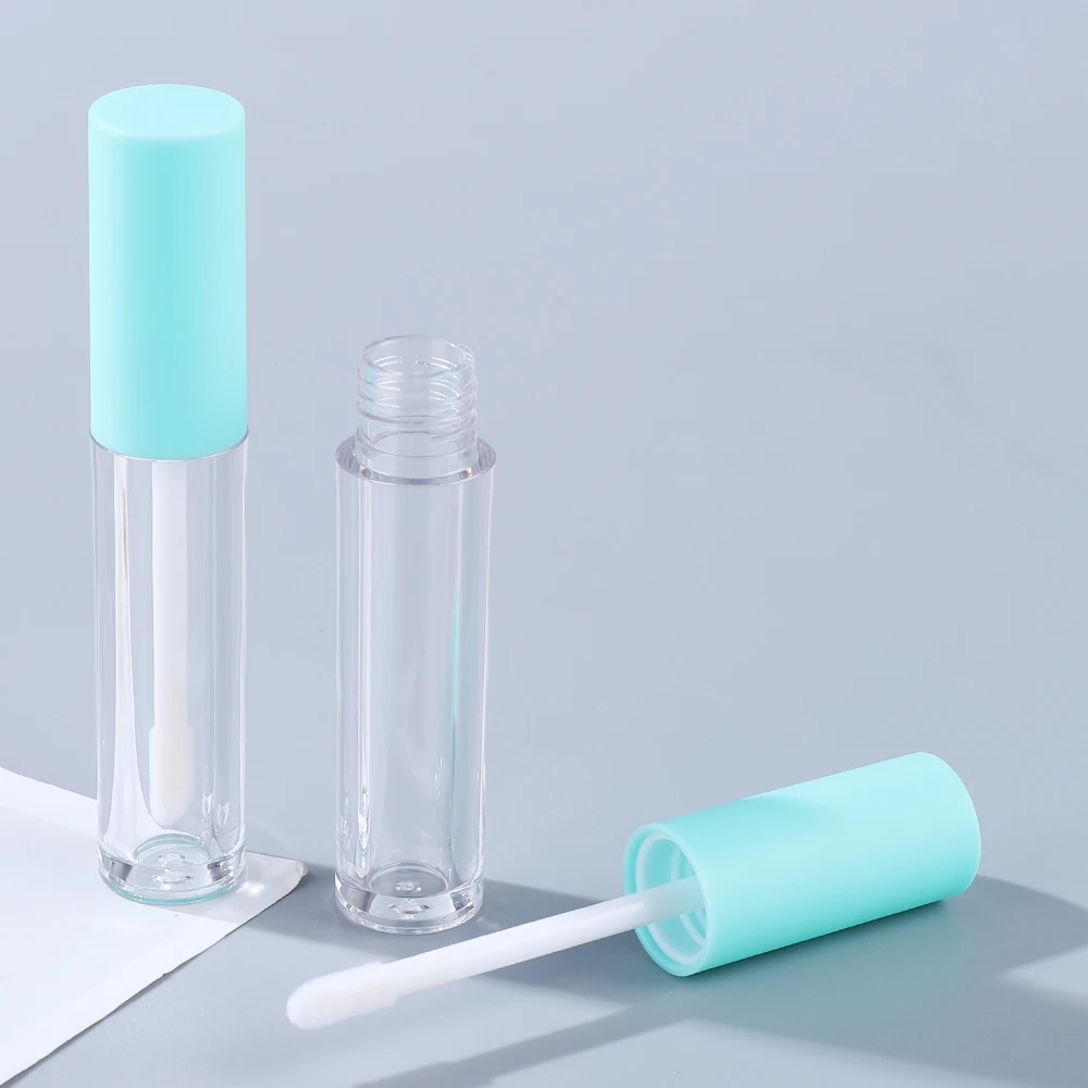 Innovative Gradient Green Cap Neon Green Frosted Transparent 6ml Lip Gloss Tubes Lime Green