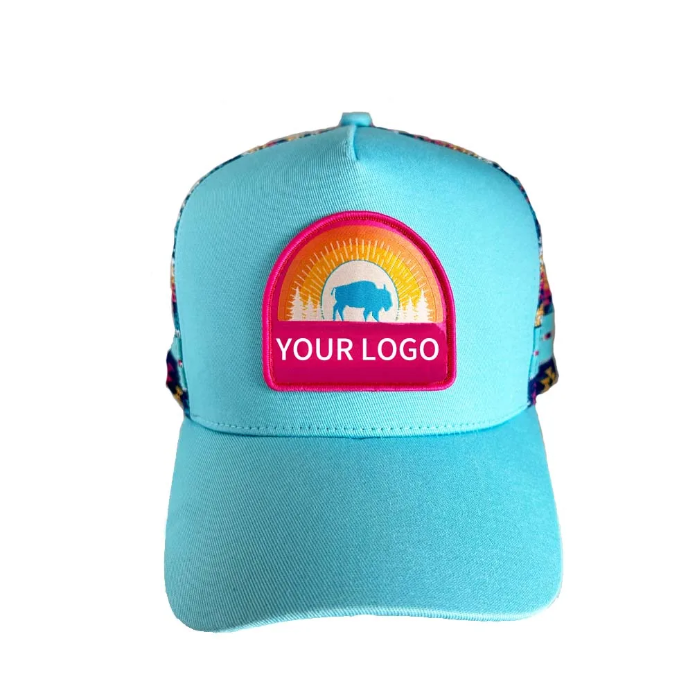 Custom High Quality Australian cowgirls high profile aztec mesh trucker caps hats 100% Cotton Embroidery ponytail trucker hats