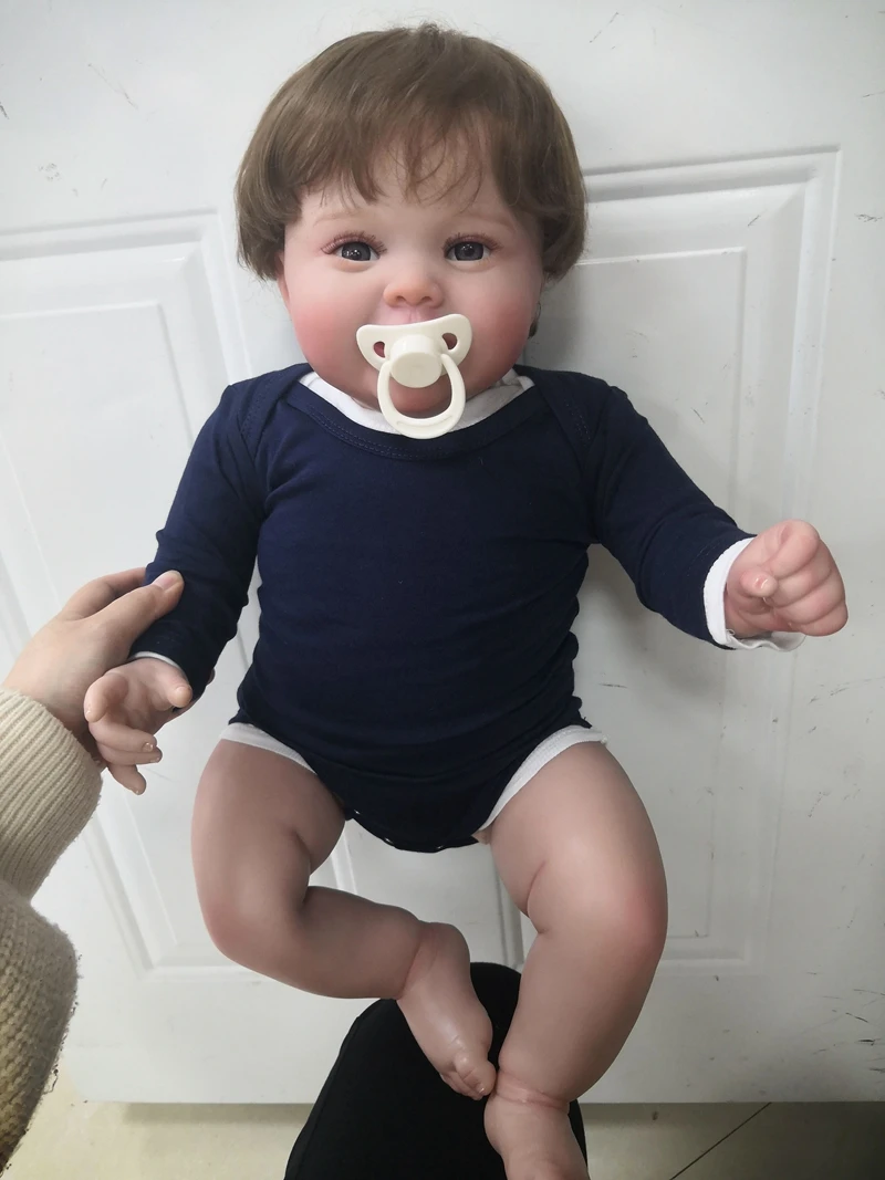 NPK 60CM Finished Doll Awake Boy As Picture Reborn Baby Hand Paint Doll with Genesis Paint High Quality 3D Skin Doll