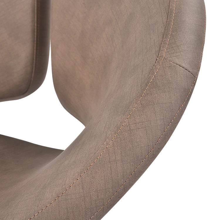 Cheap Brown Leather Modern Industrial Lounge Dining Chairs Adjustable Bar Stools Round Seat With Metal Base For Dining