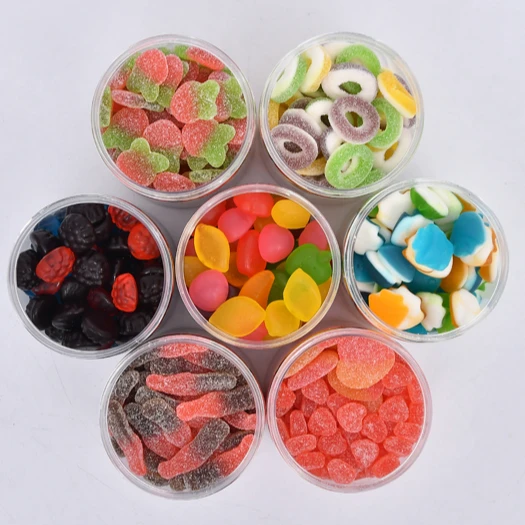 
Halal different shapes fruit flavor sweet sour soft candy gummy candies 