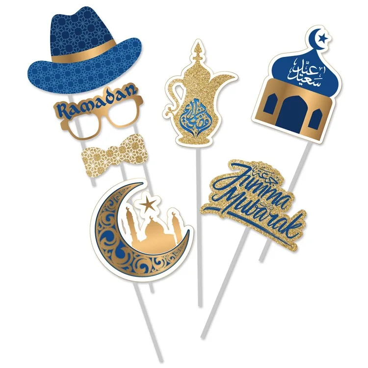 Hot Sell Gold Blue Paper Decoration Event & Party Supplies Cute Frame Photo Booth Props